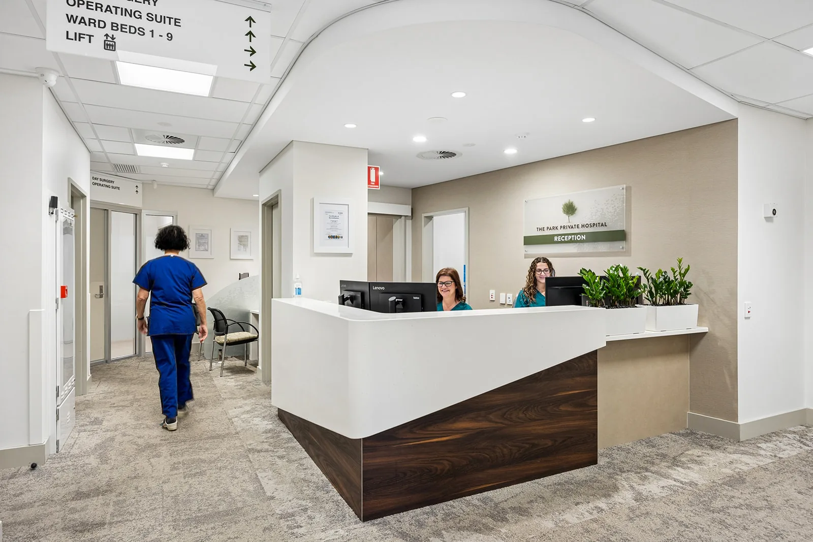 Nursing staff at the hospital reception counter